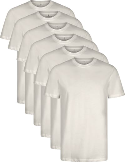 LINNICK Long Fit T-Shirt 6 Pack - Ronde Hals - Korte Mouw - T Shirt Heren - 100% Katoen - Longfit T Shirt Heren - Beige - Maat S - Set van 6