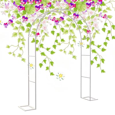 Metalen Tuinboog - Rozenprieel Gazebo - Tuin Decoratie - Verstelbare Hoogte - 140 x 230 cm - Wit