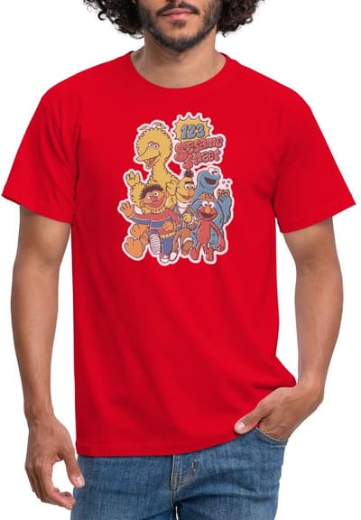 Sesamstraat 123 Sesame Street Groep T-Shirt Heren