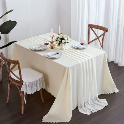 Dailygoody - Tafelloper - Bruiloft decoratie - Wasbaar en transparant - Cream White - Chiffon tafelkleed - Geschikt voor feestelijke gelegenheden - 30...