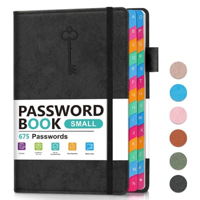 Wachtwoord Bewaarboek - Adresboekje Internet - Thuis Kantoor - Alfabetische Tabs - 5.8 x 8.4 Inch