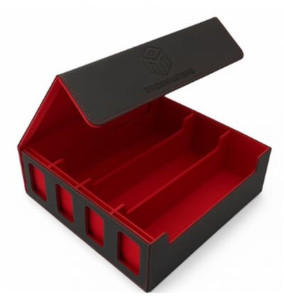 Deckmasters - Luxe Deckbox & Kaarten Display – 4 Rijen – Geschikt voor Pokemon, TCG, MTG & Yu-Gi-Oh – capaciteit 3000+ Kaarten of 640+ Toploaders – Met Afneembaar Speelmat Deksel – PU Leer & Suède