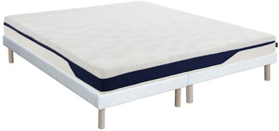 Vente-unique Set 180 x 200 cm boxspring stof + HD-schuimmatras met 7 zones en afneembare gel-memory foam dekmatras, dikte 22 cm - FAGANI van YSMÉE