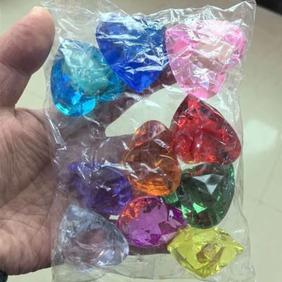 10 Stuks Grote Hartvormige Acryl Diamant Edelstenen Schatkist Piraten Speurtocht Feestartikelen Voor Kinderen Verjaardag Halloween Cadeaus
