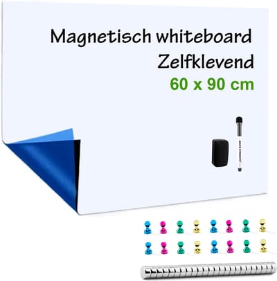 Brute Strength - Magnetisch Whiteboard (60x90 cm) Folie Zelfklevend met wisser - Weekplanner magneten en marker