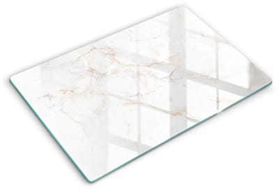 Wallfluent Spatscherm Keuken - Wit Hittebestendig Glas Keuken - 80x52 cm - Elegante Stenen Marmer Keuken Achterwand Bescherming - Abstractie Rechthoekig Spatscherm Keuken