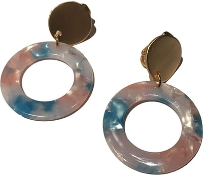 Petra's Sieradenwereld - Clipoorbel hanger roze blauw kunststof (185)
