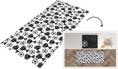 Keukenloper - Loper keuken - Patronen - Voetbal - Beker - 120x50 cm - Keukenloper vinyl