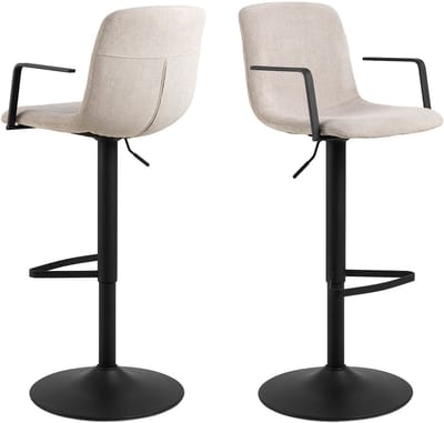Giga Living Barkruk Selvik - Beige Stof - Zithoogte 84cm - Set van 2