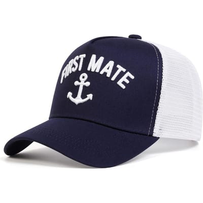 Unisex Eerste Officier/Kapitein Letterborduurwerk Baseball Net Caps Lente En Zomer Buiten Verstelbaar Casual Hoeden Zonbescherming Hoed white