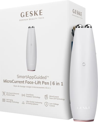GESKE | SmartAppGuided™ MicroCurrent Face-Lift Pen | 6 in 1 | Tools voor huidverzorging | Anti-aging apparaat | Facelift | Jonge huid zonder rimpels | Gezichtsapparaat