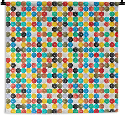 Wandkleed - Wanddoek - Knopen - Regenboog - Kleding - Design - 180x180 cm - Wandtapijt