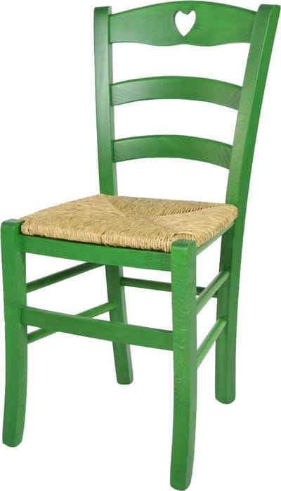 Tommychairs Cuore - Eetkamerstoel - 1 Stuk - Groen - Rotan & Hout