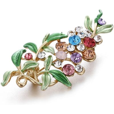 Europe Et Les États-Unis Broche Cristal Coloré Tempérament Mode Strass Feuilles Fleur Corsage Broche Accessoires beige