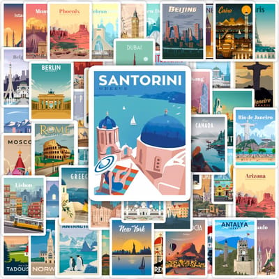 Wereldberoemde Stadsstickers Architectuur Reislandschap Doe-het-zelf Speelgoed Cadeau Graffiti Sticker voor Telefoon Bagage Laptop Scrapbook Waterdicht