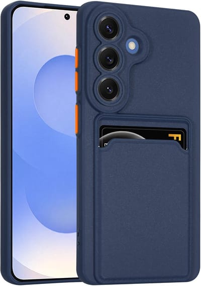 ShieldCase Siliconen Hoesje met Pasjeshouder - Geschikt voor Samsung Galaxy S26 - TPU Backcover - Card Slot - Donkerblauw - Navy Blue