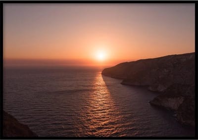 Poster Zonsondergang Zakynthos - 30x40 cm Met Fotolijst - Natuur Poster - Ingelijst - WALLLL
