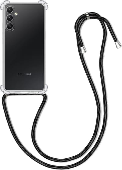 Hoesje Geschikt voor Samsung Galaxy A14 - Met Koord - Shock Proof - Siliconen Case - Back Cover - Telefoonkoord - Telefoon Hoes Shockproof - Telefoonketting - Transparant