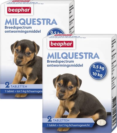 Beaphar Milquestra Pup - Anti wormenmiddel - 2 x Rund 2 tab 0.5 Tot 10 Kg