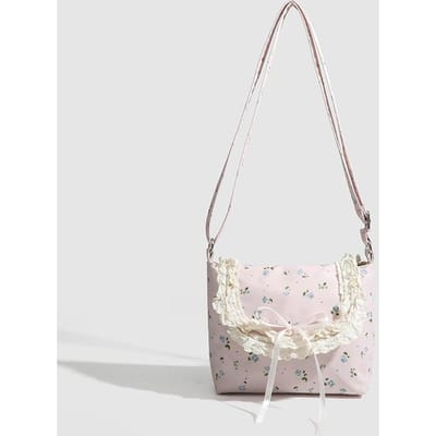 Kleine Verse Bloemige Tas Schoudertas Casual Luie Tas Lente white