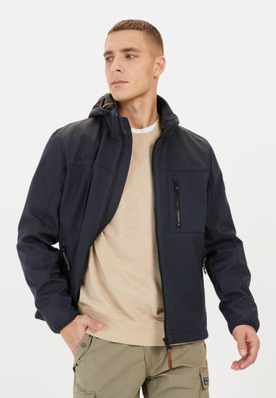 camel active Softshelljack met afneembare capuchon - Maat menswear-34 - Donker blauw