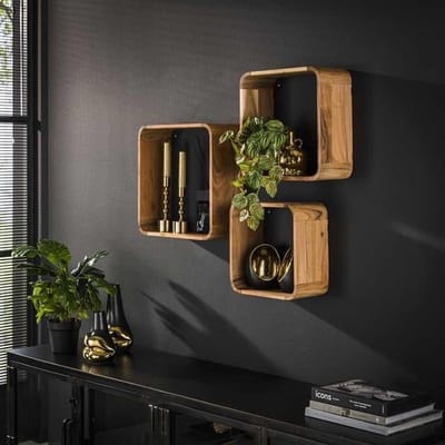 DH Interior Wandplank Mitchel - Hout - Massief acacia - Scandinavisch & Basic - 40 x 15 x 40 cm
