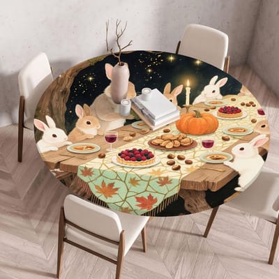 Ronde Tafelhoes - Beschermhoes Tafel - Keuken en Diner - Elastische Rand - 80 cm Diameter - Groen Geel Zwart