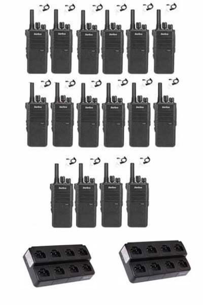Set van 16 Inrico T522A IP66 4G LTE POC Zello Portofoon K1 2-Pins met multilader en beveiligingoortje