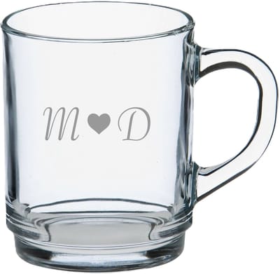 Theeglas met initialen en hart - theeglas met letters - Valentijnscadeau - huwelijk - bruiloft - gepersonaliseerd - uniek - relatiegeschenk - Uniek cadeau - glas graveren - uniek cadeau van glas