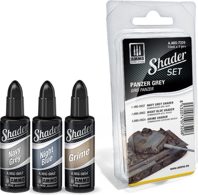 AMMO by Mig Jimenez Hobbyverf - MIG 7320 Shader Set - Panzer Grey Verf set - 3x 10 ml