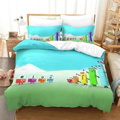 Cartoon Getallenblokken Beddengoed Set Dekbedovertrek Bedset Dekbedovertrek Kussensloop Dekbed King Queen Size Jongens Volwassenen EU single(135x200cm)