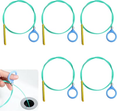 Haarverwijderaar set van 5 stuks voor afvoerpijpreiniging, 90 cm lang, flexibel met microhaak, nylon coating - geschikt voor badkamer, keuken en doucheputje.