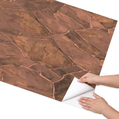 Coloray Meubel Wrap Folie - Bruin Meubelfolie - 75x150 cm - Meubel Wrap Folie Mozaïek van steen - Plakfolie Meubels - Industrieel / Loft Meubelfolie - Decoratiefolie Zelfklevend - Slaapkamer decoratie - Texturen