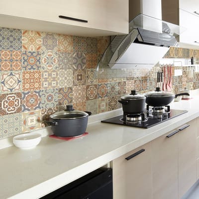 Zelfklevende tegelmuurstickers voor keuken en badkamer - 30 tegelstickers, Azulejos Ursula Design - 30 stickers, 10x10cm