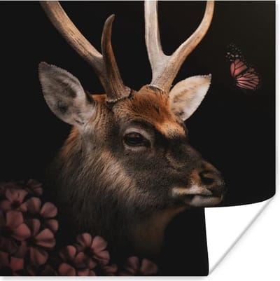 Poster Dieren - Hert - Jungle - 30x30 cm