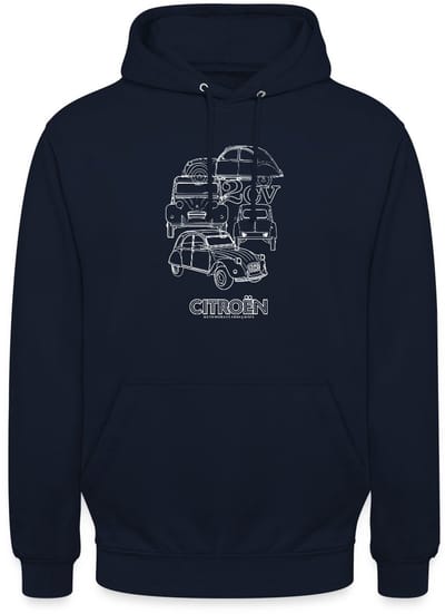 Citroën 2CV Modellen Schetsen Hoodie Unisex