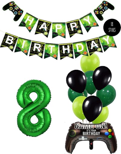 Snoes Game Controller Ballonnen Set - Voor gamers birthday party - Cijfer 8