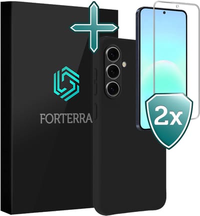 Hoesje Met 2x Screenprotector - Geschikt voor Samsung Galaxy A57 - Sterk & Shockproof - Telefoon Hoes - Back Cover - Siliconen Case - Zwart