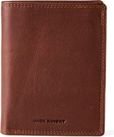 Jack Kinsky Porto 100 Portemonnee RFID-bescherming Leer 10 cm - Jongens - Staand formaat - cognac