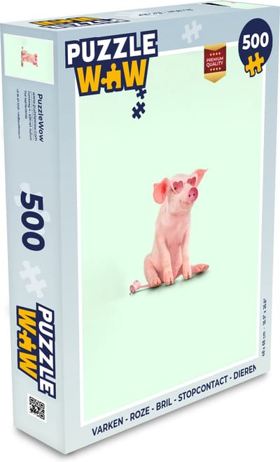 Puzzel Varken - Roze - Bril - Stopcontact - Dieren - Legpuzzel - Puzzel 500 stukjes