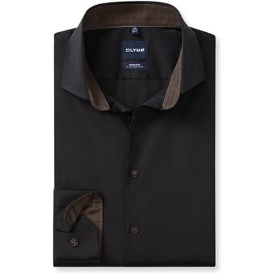 OLYMP No. 6 Six super slim fit overhemd - mouwlengte 7 - satijnbinding - zwart - Strijkvriendelijk - Boordmaat: 40 (EU maat: M)