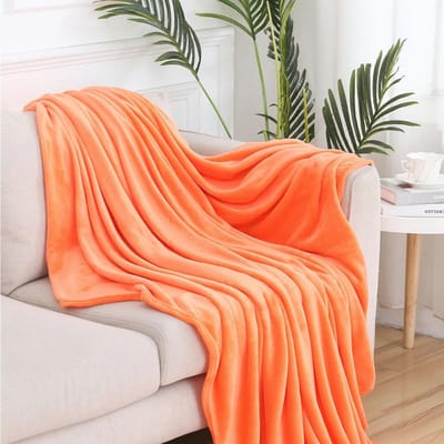 Zachte en Lichtgewicht Fleece Deken - Wasbare Pluche Plaid voor Alle Seizoenen, Reizen en Kamperen - 100 x 150 cm Oranje