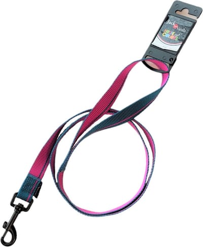 Jack and Vanilla Hondenriem - Maat L - Lengte 120 cm - Hondenriem - Puppyriem - Uitlaatriem - Honden riem - Riem hond - Stripe - Roze blauw