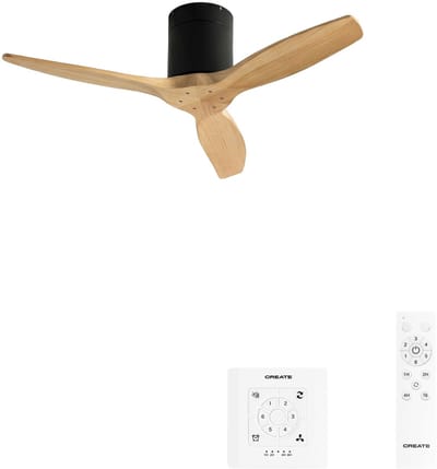 CREATE - Stille 40W plafondventilator met technische ABS bladen in verschillende maten - S - Geen licht - Controller voor wandmontage - WIND CALM