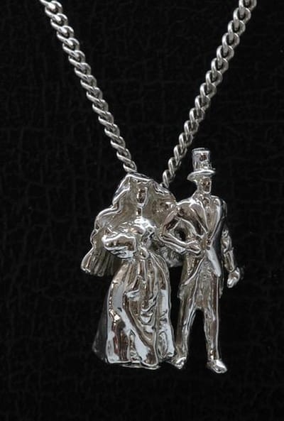 Zilveren Bruidspaar ketting hanger