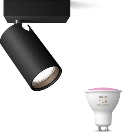 Philips Hue Idris Opbouwspot voor Badkamer (Zwart) - Badkamerlamp - Wit en Gekleurd Licht - Wandspot of Plafondspot met 1 Lichtpunt - GU10 - Hue White and Color Ambiance