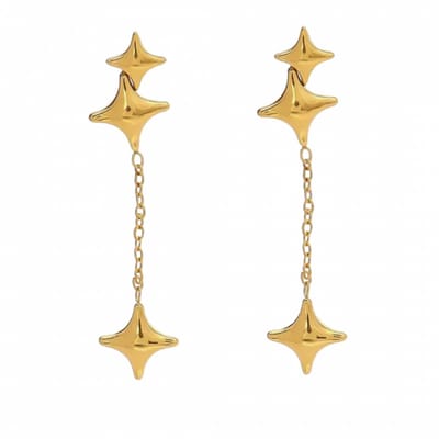 Rvs- goudkleurig- ster- oorbellen-Charme Bijoux