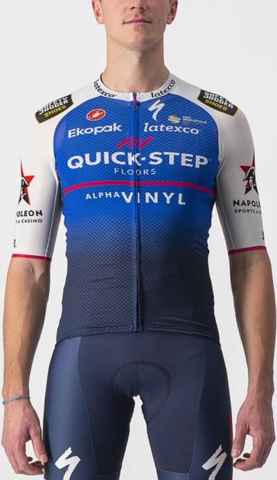 Castelli Fietsshirt Korte Mouwen Heren Blauw Wit - Quick-Step Alpha Vinyl CLIMBER'S 3.1 JERSEY BELGIAN BLUE WHITE-3XL