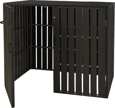 XL Containerombouw voor 2/4 afvalbakken - metaal-houtlook ~ antraciet