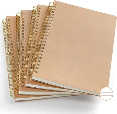 Notitieblok A5 Gelinieerd - 4 Stuks Spiraalbinding voor Notities en Schetsen